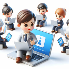 3D Candid Photo Remote Team Collaborative Software Innovative Project Management Effective Technology Remote Work Copy Space Branding