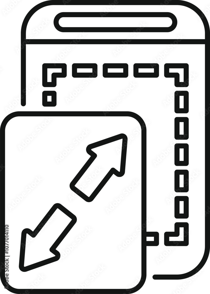 Poster smartphone screen displaying drag and drop functionality, symbolized by two arrows pointing in oppos