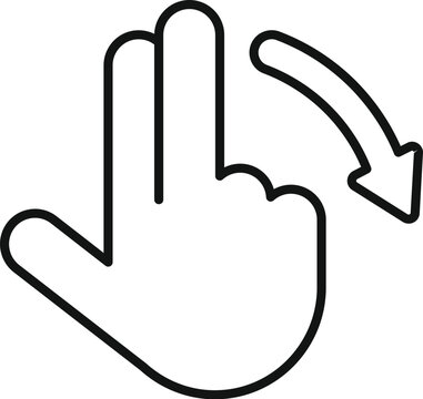 recommend clip art: Two fingers scrolling down on a touchscreen, simple black and white line icon