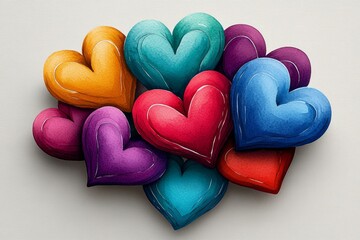 Fototapeta premium Gentle watercolor of intertwined hearts, with soft colors blending together to represent harmony and love