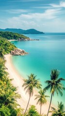 Stunning beach view with clear turquoise water.