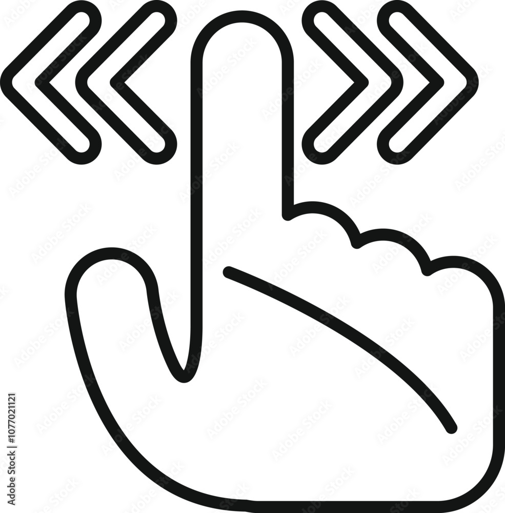 Poster hand performing scrolling gesture on touchscreen device, indicating navigation or interaction