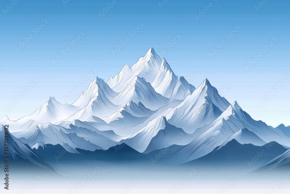Aufkleber Outline of a mountain range in soft pastel colors, with only a few lines depicting peaks and valleys in a minimalist style