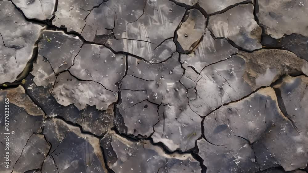 Poster Dry cracked earth texture displays the devastating effects of drought and earthquake, highlighting the fragility of the environment