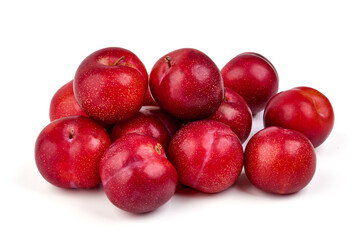 Obraz premium Sweet red plums, isolated on white background.