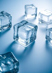 Obraz premium ice cubes on blue background