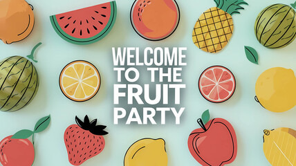 Minimalistic bright illustration of fruits. Food art