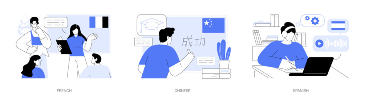 Foreign languages and linguistics isolated cartoon vector illustrations se