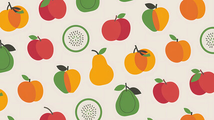 Minimalistic bright illustration of fruits. Food art