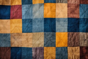 Fototapeta premium Top view photo of a quilt block print pattern patchwork blanket flag.