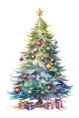 Fototapeta premium Christmas tree plant with ornament.