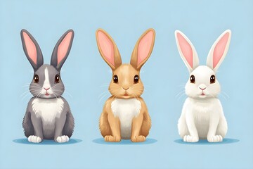 Fototapeta premium Rabbit and easter eggs frame watercolor mammal animal plant Cartoon bunny elements Cute bunny footprint trail paws ears and Funny bunnies head muzzle easter pattern rabbits and bunny free vector