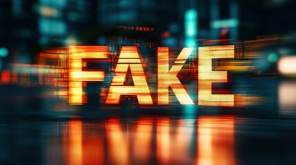 Fototapeta premium Fake Neon Sign in the City at Night