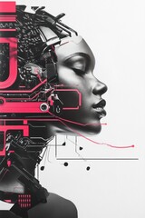 Futuristic portrayal with mechanical and organic elements