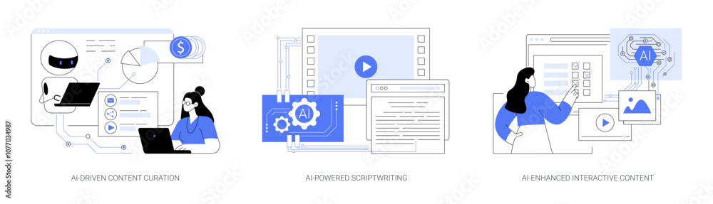 Wall mural ai content creation tools abstract concept vector illustrations.