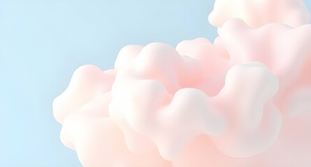 White pink 3d rendered clouds on blue background 