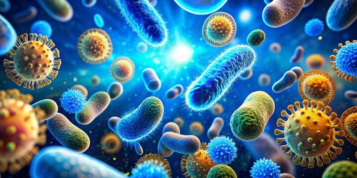 Microscopic World A Colorful Tapestry of Bacteria and Viruses, Microorganisms, Infection