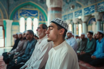 Fototapeta premium Praying in the mosque man accessory.