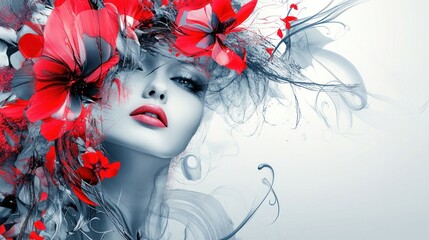 Vibrant floral portrait with intense red blossoms.