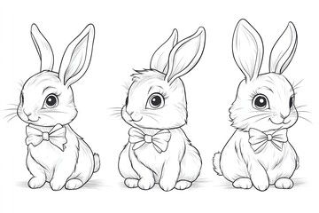 Fototapeta premium Rabbit and easter eggs frame watercolor mammal animal plant Cartoon bunny elements Cute bunny footprint trail paws ears and Funny bunnies head muzzle easter pattern rabbits and bunny free vector