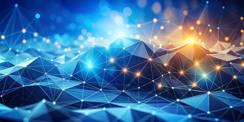 Fototapeta premium Abstract Blue Triangular Network with Glowing Nodes, network, technology, data