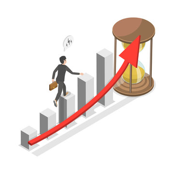 3D Isometric Flat  Illustration of Time Value Of Money, Long-Term Investment