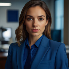 Beautiful Business Woman in Blue Business Wear