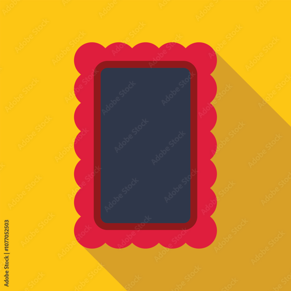 Poster rectangular shaped blank space with a decorative scalloped border, ideal for adding text or images, 