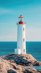 Serene Solar-Powered Lighthouse by the Sea