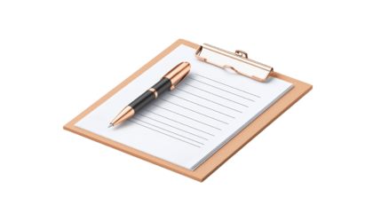 Clipboard with blank paper and a pen ready for notes or ideas.