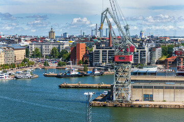 Naklejka premium Hietalahti shipyard known as&nbsp;Helsinki New Shipyard in downtown Helsinki, Finland, sunny summer day