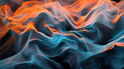 Obraz premium Colors intertwine as flames swirl in blue and orange hues, casting a hypnotic glow against the black backdrop, evoking warmth and energy.