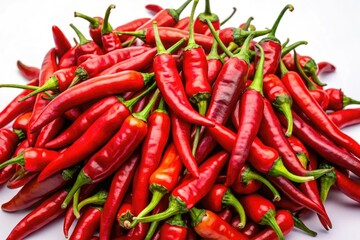 Fresh Red Chili Peppers Collection Isolated on White Background, Vibrant Spicy Peppers, Culinary Ingredients for Cooking, Healthy Lifestyle, Farm Fresh Produce, Organic Seasoning, Hot Peppers