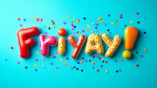 Colorful Friyay Balloons and Confetti - Celebrate the Weekend
