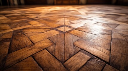Intricate Parquet Flooring: Geometric Pattern in Wood
