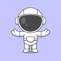 Obraz premium Cute Astronaut cartoon illustration. Study icon concept. Flat cartoon style