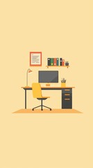Simple Flat Design of a Home Office Setup