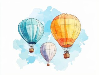 Obraz premium Watercolor Hot Air Balloons in Flight