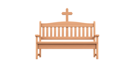 Wooden bench with a cross design, ideal for gardens and parks, symbolizing peace and reflection.