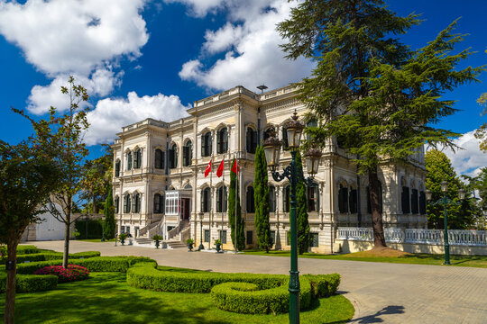 Exterior view of Yıldız Palace on a sunny day. Yildiz Palace. 9 August 2024. Istanbul, Turkey