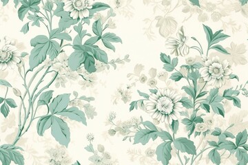 Fototapeta premium Spring flowers toile wallpaper pattern backgrounds.