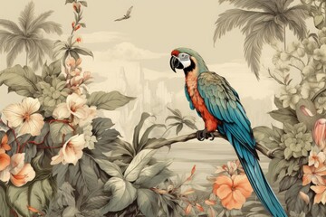 Fototapeta premium Macaw toile outdoors nature animal.