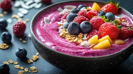 mousse with berries and blueberries