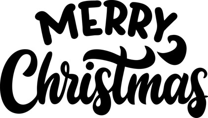 Obraz premium Merry Christmas hand written calligraphic text, isolated on white background. Winter season typography. Elegant calligraphy for holiday cards, party posters