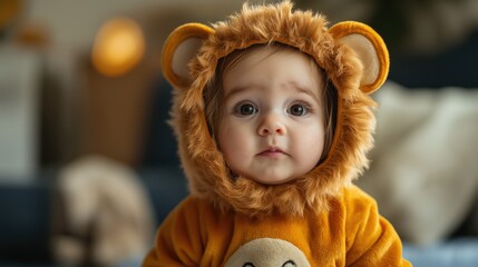 Fototapeta premium Cute Baby in Lion Costume