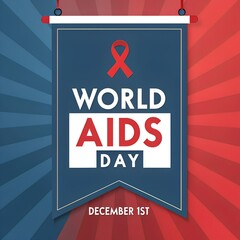 Fototapeta premium World AIDS Day banner with a red ribbon and 