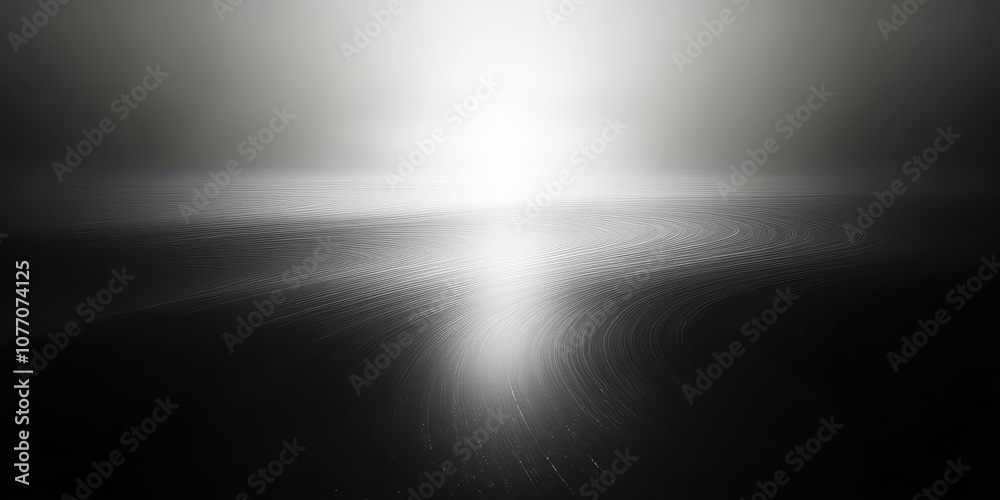 Poster monochrome abstract gradient background with smooth curved lines and light glow effect