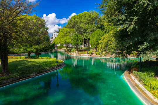 Exterior view of Yıldız Palace on a sunny day. Yildiz Palace. 9 August 2024. Istanbul, Turkey
