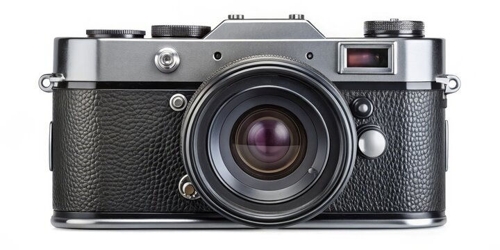 Vintage Silver and Black Rangefinder Camera, Photography, Old Camera