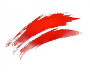Vivid red paint strokes with white highlights on an isolated background.